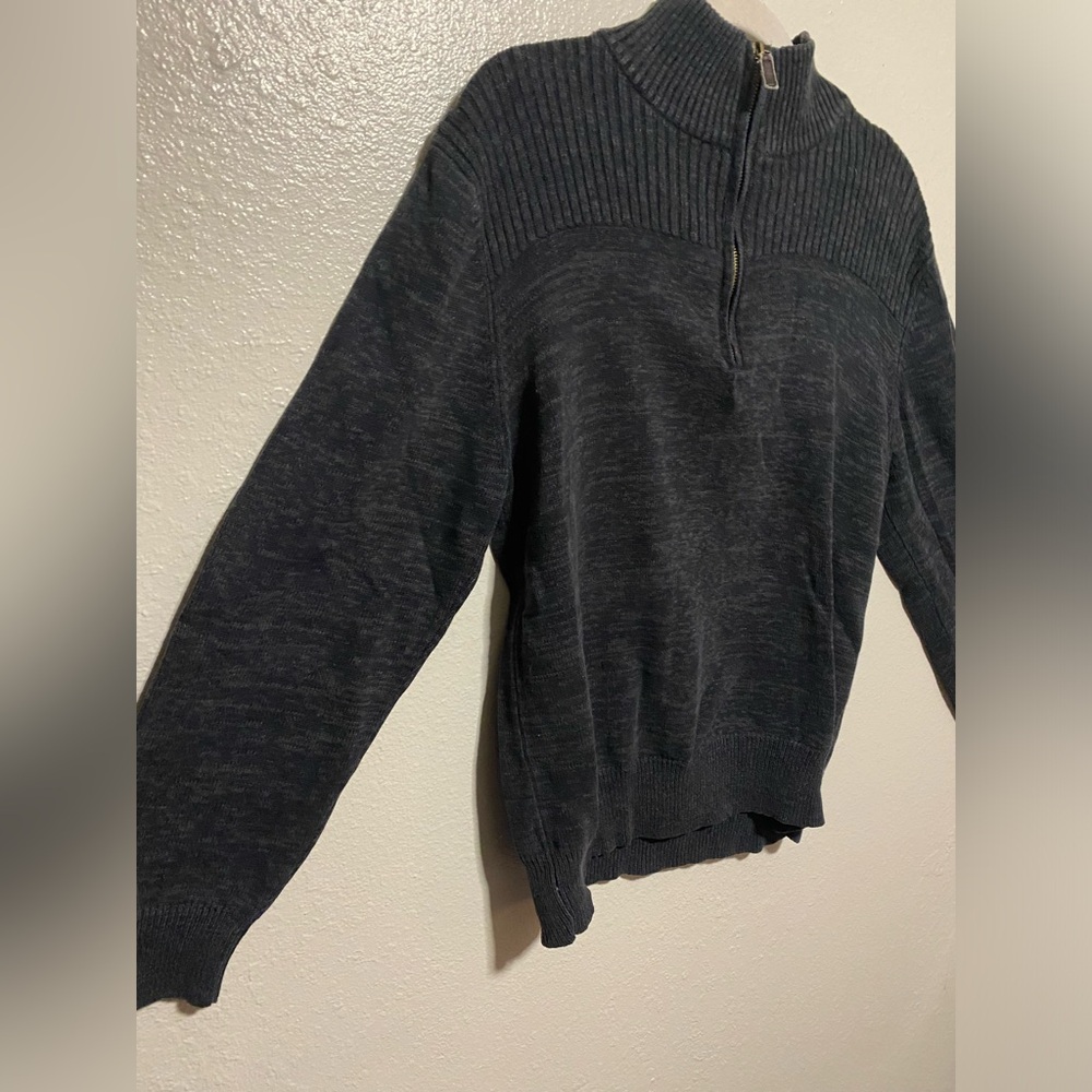 Covington Men’s Quarter Zip Mock Neck Sweater | Dark Gray Pullover | Size L - Picture 4 of 5